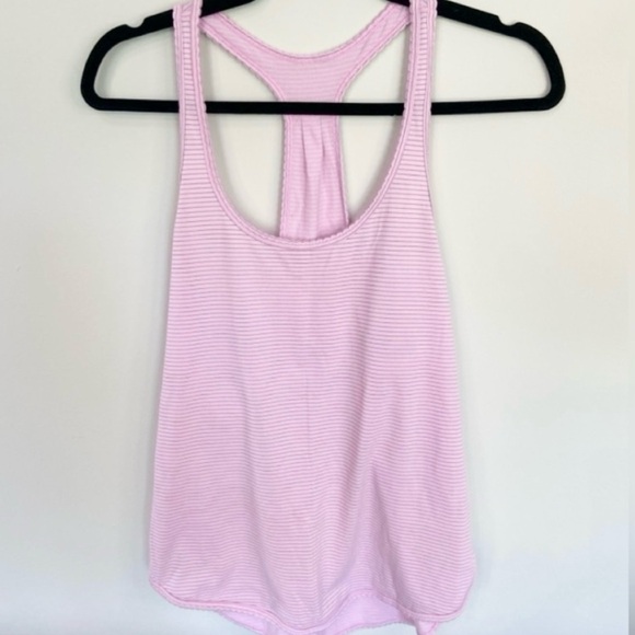 Lululemon Love Tank Pleated Pink With Gray Stripes Racerback - Picture 1 of 4